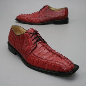 Via Roma Men's 11 EE Wide Red Genuine Crocodile Tail Leather Oxfords Dress Shoes